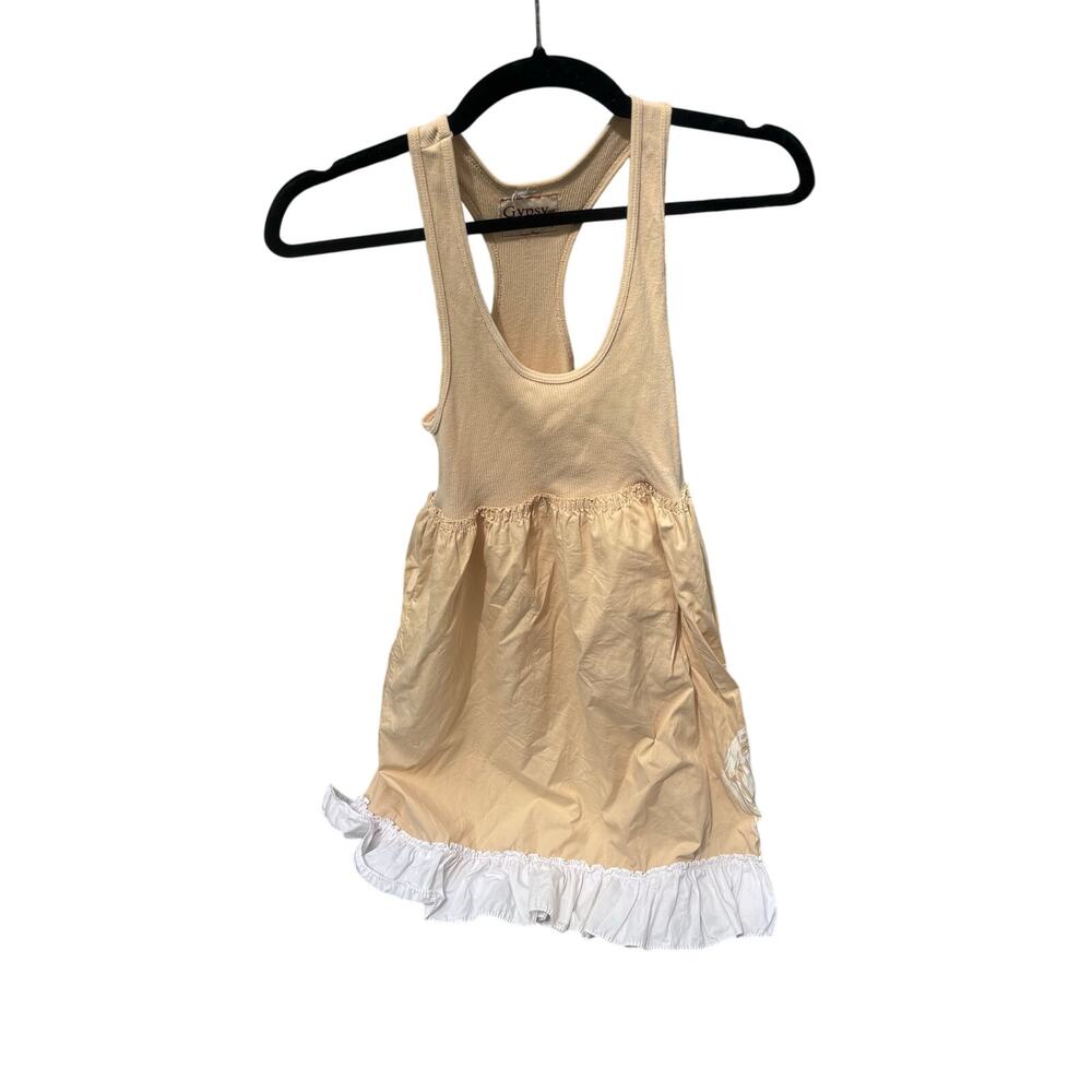 Gypsy of Hollywood Boho Ruffle Dress S Art To Wear Butter Yellow Sleeveless